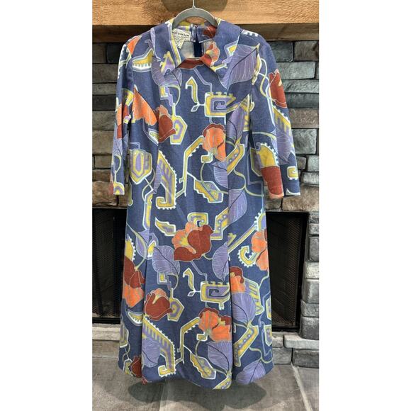 Vtg A Grace Taylor Original MOD Collared Maxi Dress Size L / XL *B7 - Picture 1 of 5